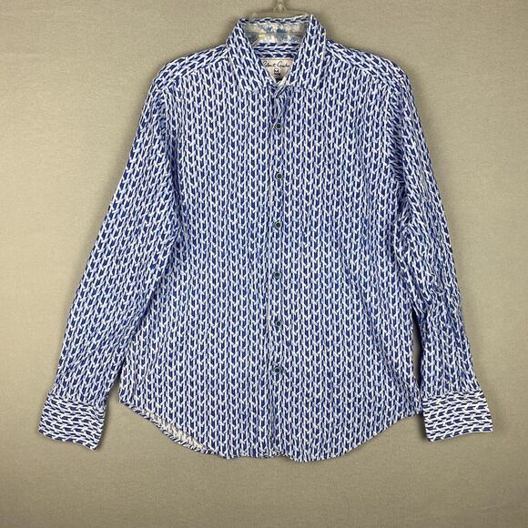 Robert Graham Large Classic Fit Long Sleeve Geometric Floral Cotton/Linen Shirt - Picture 1 of 8